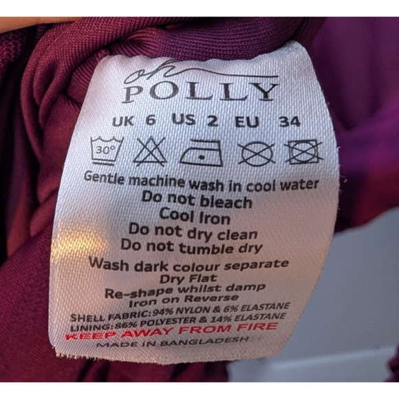 Oh Polly Pragma Long Sleeve Lace Up Ruched Bodycon Mini Dress Wine Purple Size 2 - Picture 9 of 10